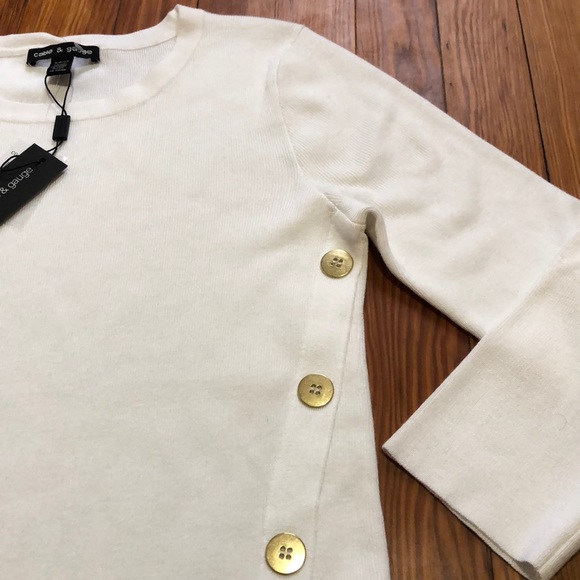 White cable knit crew neck sweater - Picture 4 of 7